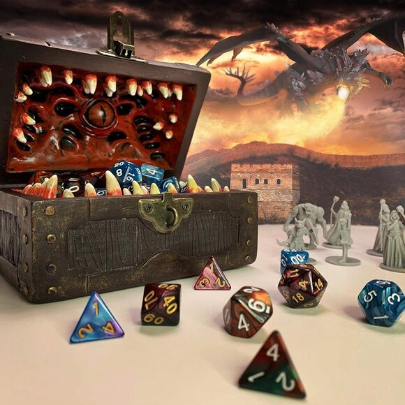 Mimic Dice Chest Storage Box | Free Lock & Key | Compatible with Dungeons & Drag - Picture 2 of 7
